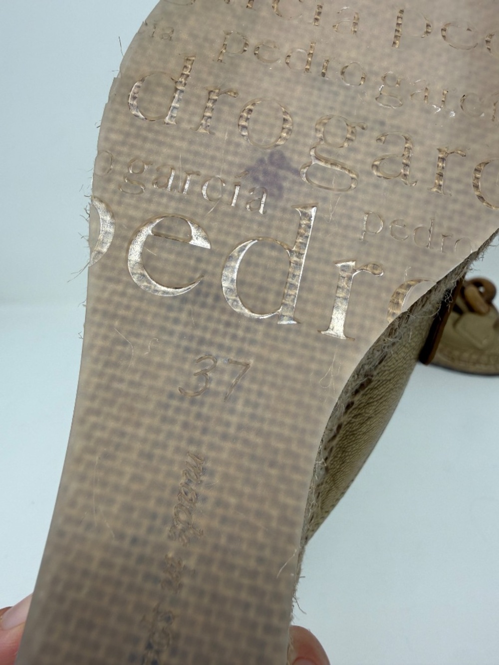 New Pedro Garcia Oliveta Wedge Sandal Nugget Petitgrain Sz 7 - Picture 15 of 15